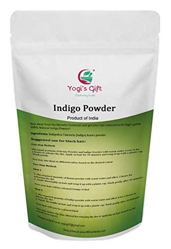 500 GRAMS | 100% Pure INDIGO POWDER for Hair (1.2LB /17.6 oz) | Ideal for Black and Dark Hair | Indigofera Tinctoria | Black Henna | Natural Hair color | Yogi's Gift