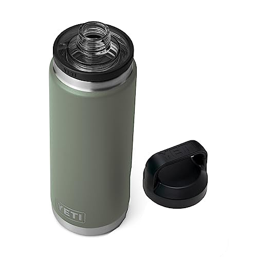 YETI Rambler 26 oz Bottle, Vacuum Insulated, Stainless Steel with Chug Cap, Camp Green