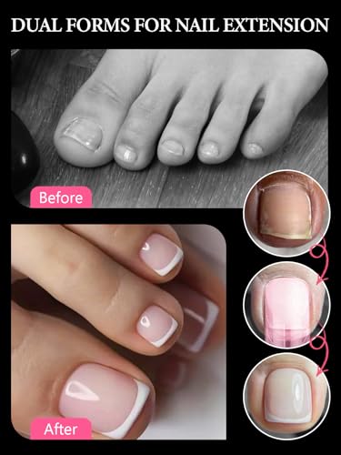 EBANKU Poly Gel Toenail Kit, Reusable Toe Dual Nail Forms with 2.5oz Slip Solution Poly Gel Nail Kit for Toe Nail Tips for Women with Double-end Brush, File, Clips, Liquid Container, 120PCS, 120 Sizes