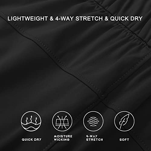 Willit Women's Shorts Hiking athletic Shorts Yoga Lounge Active Workout Running Shorts Comfy Casual with Pockets Graphite Blue S