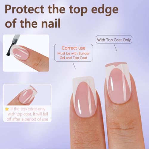 Misssix French Tip Press On Nails, 160Pcs Pink French Gel Nail Tips, Short Square Soft Gel Fake Nails, X-BASIC Tips Kit for Nail Art DIY 16 Sizes