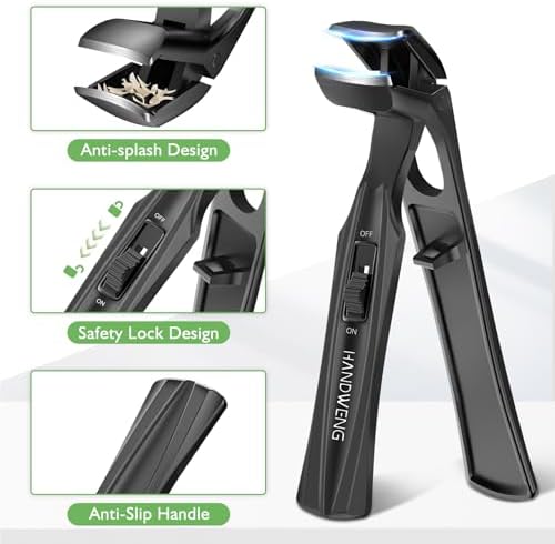 Toenail Clippers for Seniors Thick Toenails, Angled Head Large Toe Nail Clippers for Thick Nails for Men, 360° Rotating Nail Clippers with Long Hande, Heavy Duty Fingernail Clippers with Wide Opening