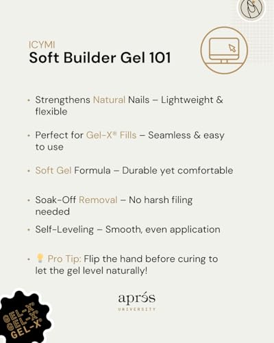Aprés Soft Gel Builder in a Bottle, Self-Leveling Soak-Off Gel-X Nail Extension Thickening Strengthener