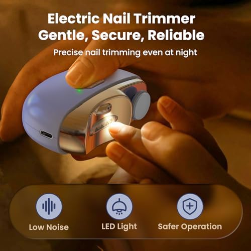 2025 Upgraded Electric Nail Clipper, 2 in 1 Electric Polishing Automatic Nail Clippers, Baby Nails Trimmer with Debris Storage & LED Light, Fingernail Clipper for Men/Women/Seniors/Adult/Kids