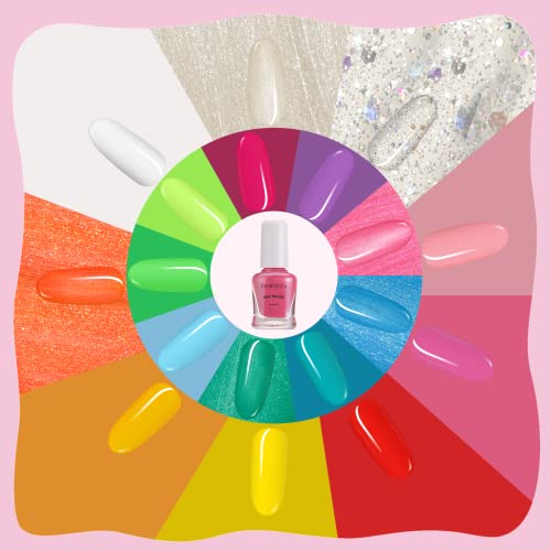 TOMICCA Kids Nail Polish Sets, 18 Pcs 100% Non Toxic Peel Off Water Based Safe Quick Dry Nail Polish Kit, Birthday Gifts Nail Paint Set for Girls with Nail Separator Stickers Kit (Ages 3+)