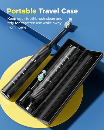 S10 Electric Toothbrush for Adults Kids, Ultra Whitening 47000 VPM Rechargeable Sonic Toothbrush with 5 Modes and 3 Intensity, Travel Tooth Brush with Case, 8 Brush Heads, Built-in Smart Timer