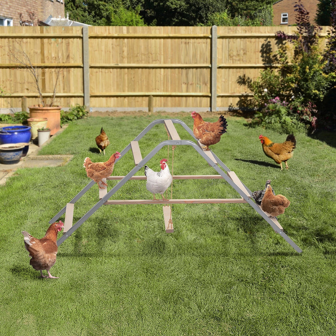 PETSFIT Chicken Roosting Bar-Solid Wood and Rustproof Iron Design, Chicken Perch with Swing for Healthy Poultry-Ideal for Backyard Coops, Farms, Easy to Assemble and Clean