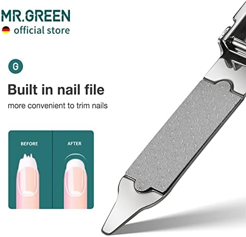 MR.GREEN Collapsible Nail Clippers Small and Thin Portable Travel Nail Scissors Cutter Stainless Steel Manicure Tools with Nail Files (Eco-Packaging)