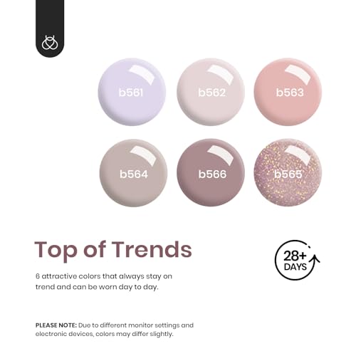 Beetles Gel Nail Polish Kit with Uv Light Base Gel Top Coat, 6 Colors Nude Neutral Nail Polish Starter Kit, Soak off Led Set DIY Manicure Home Nail Essentials Gift for Girls Women