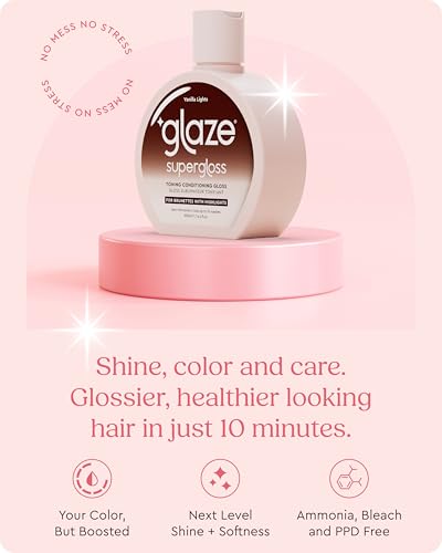 Glaze Supergloss Color Conditioning Gloss – Hydrating Semi-Permanent Color Hair Gloss & Shine Boost – Color Depositing Mask - Vegan, Cruelty-Free – 6.4 Fl Oz - Vanilla Lights - Cool Blue Toner