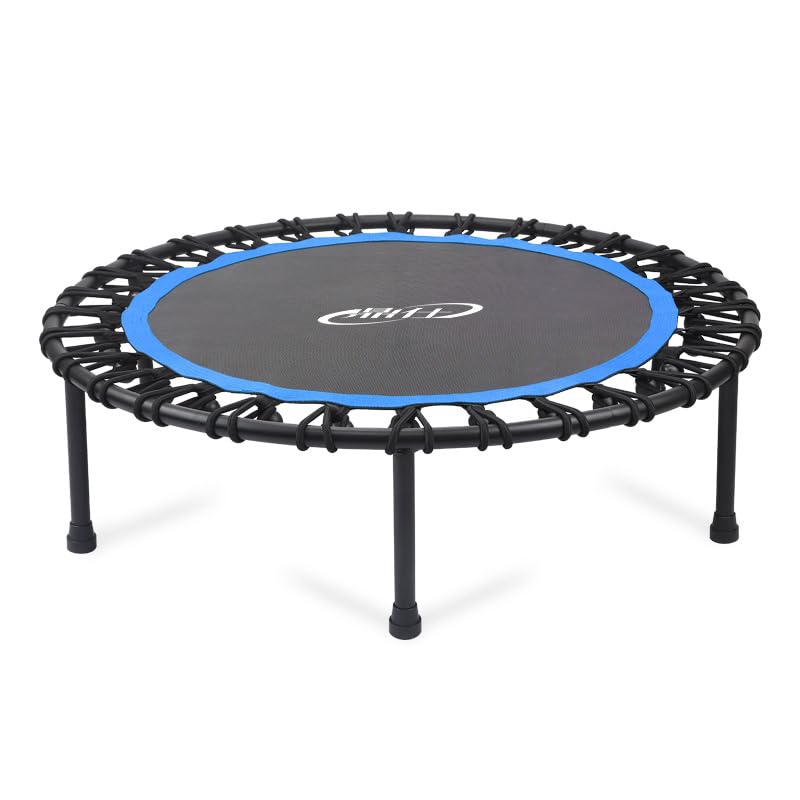 DARCHEN 400LBS Rebounder Trampoline for Adults, Indoor Mini Trampoline Silent Fitness Trampoline Small Bungee Rebounder Jumping Cardio Trainer Workout Exercise Workout with Handrail Bar [40 Inch]