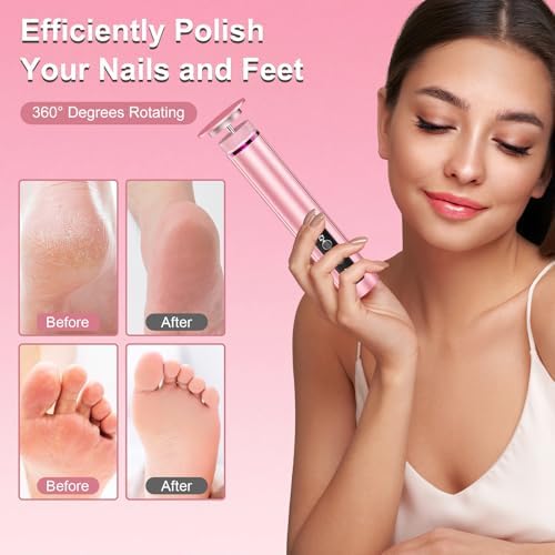 Electric Foot Callus Remover: 2-in-1 Rechargeable Foot File with 7 Adjustable Speeds & 1200RPM Power - Replacement Sandpaper Discs - Professional Pedicure Tool for Dead Skin & Calluses Removal