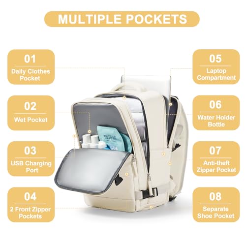 coofay Large Carry On Backpack Flight Approved Personal Item Travel Backpack For Women Airline Approved Waterproof Sports Luggage Backpack Casual Daypack Small Hiking Backpack Purple Backpack
