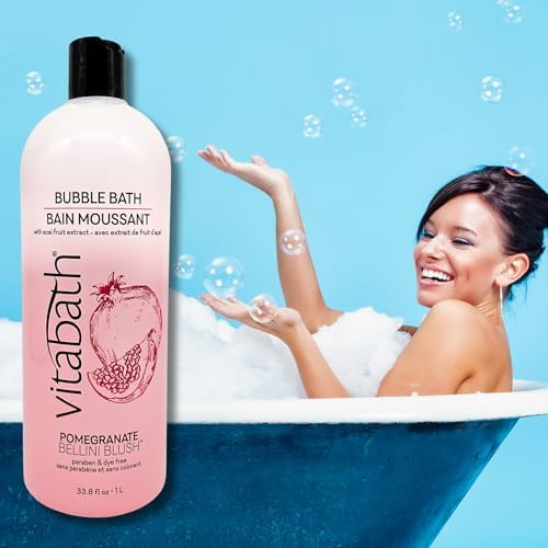 Vitabath Pomegranate Bellini Blush Bubble Bath Rich Foaming Bubbly Soak & Relaxing Aromatherapy Moisturizing & Nourishing Indulgent Suds for Women & Men All Skin Types - 33.8 fl oz