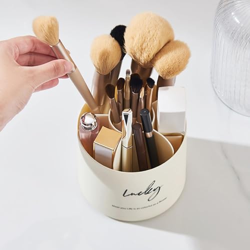 360 Degree Rotating Makeup Holder Rotatable Desktop Pen Storage Box Cosmetic Organizer Student Desk Organizer Tool