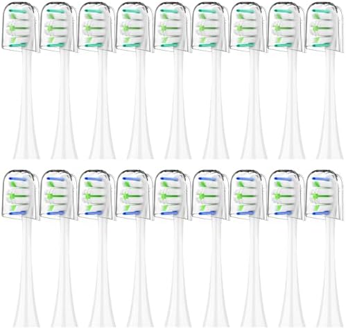 Replacement Toothbrush Heads for Philips Sonicare - 16 Pack Soft Gentle Bristles, Compatible with Most Sonicare Click-On Electric Toothbrushes, (White)