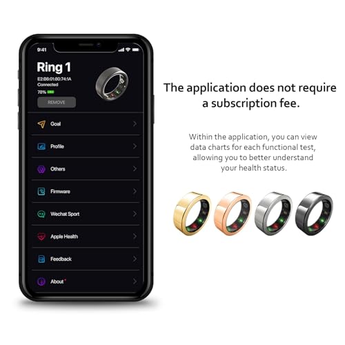 AMOVAN Smart Ring Health Tracker, Fitness Sleep Heart Rate Blood Oxygen Tracker Smart Ring, Water Resistant Bluetooth Fitness Tracker Rings
