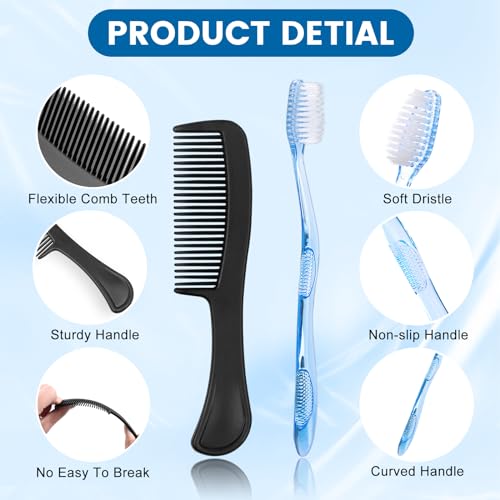 50 Sets Bulk Hygiene Kits for Homeless,Basic Toiletry Kit Homeless Supplies Bulk,Disposable Toothbrushes with Toothpaste and Comb Individually Wrapped,Bath Soap,Shampoo,Body Wash,Floss Pick