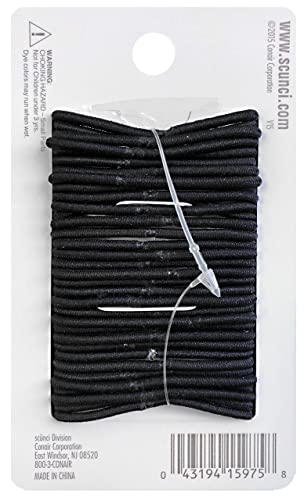 Scunci No-Damage Small Elastics, Black | 34-Count per pack | (1-Pack)