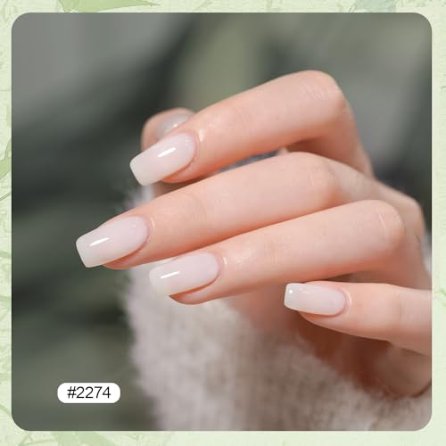 GAOY Jelly Green Gel Nail Polish Set, 6 Transparent Colors Sheer White, UV Light Cure Gel Polish for Salon and Nail Art DIY at Home