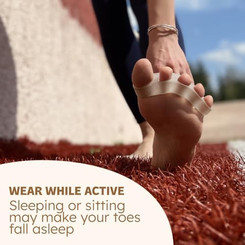Awesome Toes Spacers & Separators, Fast Pain Relief from Hammertoe & Bunions, Two Pairs in Stylish Wooden Box, Latex-Free Rubber Toe Stretchers Used for Walking, Running & Yoga Practice