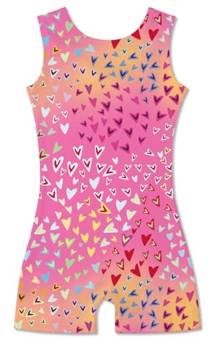 uideazone Cool Leotards for Girls 5t 6t Sparkly Gradient Heart Gymnastics Bodysuit Kids Quick Dry One Piece Dance Unitards Outfits