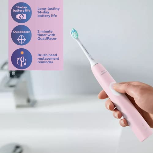 Philips Sonicare ProtectiveClean 4100 Electric Rechargeable Toothbrush, Plaque Control, Pink