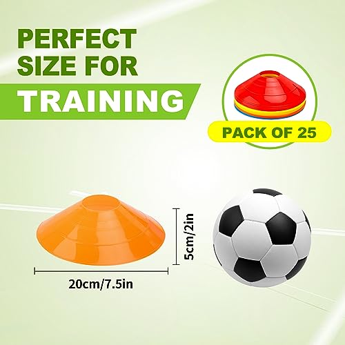 Ashsajkd Orange Soccer Cones(Set of 50)-Agility Soccer Cones,Disc Soccer Cones with Carry Bag & Strap,Flexible & Heavy Duty, Cones for Sports Training, Football,Basketball, Indoor& Outdoor Activities