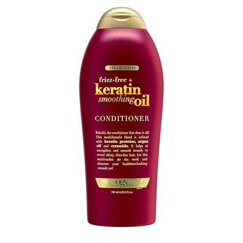 OGX Frizz-Free + Keratin Smoothing Oil Conditioner, 25.4 fl oz