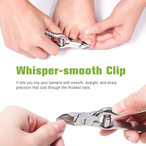BEZOX Heavy Duty Podiatrist Toenail Clippers for Thick and Ingrown Nails, Stainless Steel Toe Nail Clipper, Pordiatry Ingrwon Toenail Tools - Silver