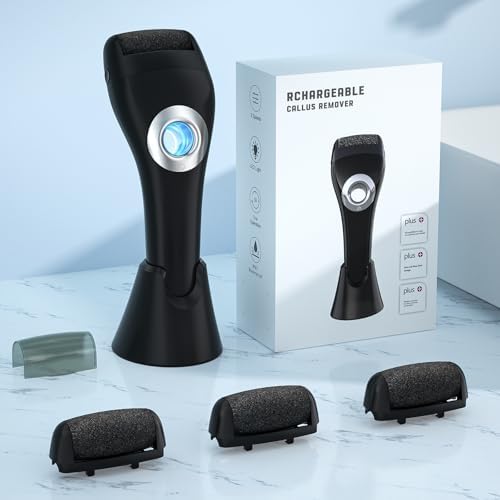 Foot Scrubber Callus Remover for Feet - with Holder & RingLight, Portable Pedicure Kit Foot File Callus Remover, Waterproof Professional Pedicure Tool Foot Care for Deadskin Hard Cracked Dry Skin
