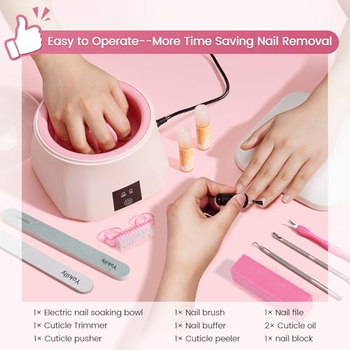 Yokilly Nail Soaking Bowl Heated: 50% Faster Nail Soak off Bowl for Women Nail Beginner - Electric Manicure Nail Bowl for Home Salon