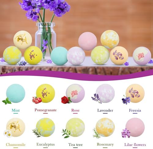 Bath Bombs for Women Gift Set - 30 Natural and Organic Bath Bombs with Essential Oils & Moisturizing Shea Butter, Spa Birthday Gift, Mother's Day, Selfcare Gifts for Her, Women， Bridesmaid Gift