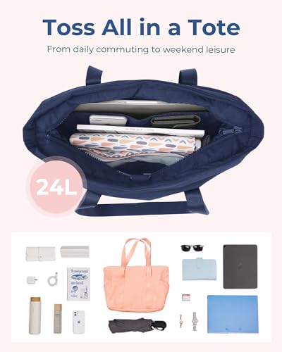 BAGSMART Tote Bag for Women with Zipper, Gym Tote with Compartments, Laptop Work Tote Nurse Dance Yoga Bag for Sport, Travel