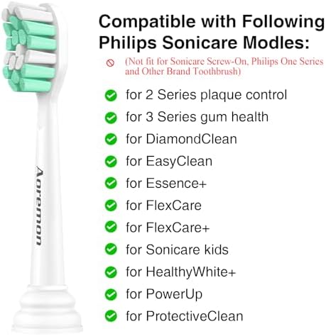Aoremon Replacement Heads for Sonicare - Toothbrush Heads Compatible with Philips Sonicare Snap-on Electric Toothbrush (White),8 Pcs