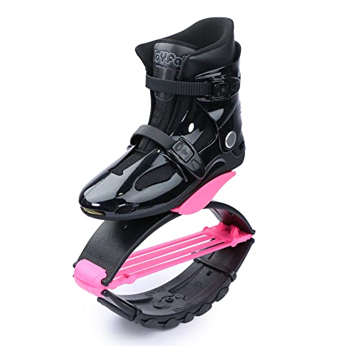 Joyfay Jumping Shoes -Black and Pink Jump Shoes for Athletes and Heavier Users -Professional Fitness Bounce Shoes for Women and Men -Special Edition Jump Boots with 4 pcs Tension Springs (L)