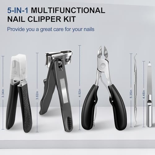 Toenail Clippers for Seniors Thick Toenails, Heavy Duty Large Toe Nail Clippers for Men with Catcher, 360°Rotating Nail Clippers for Seniors, Ingrown Nail Cutter Long Handle with Sharp Curved Blade