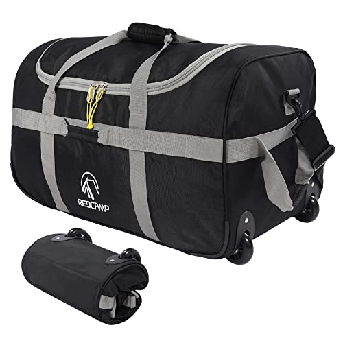 REDCAMP 85L/120L/140L Foldable Duffle Bag with Wheels, Large Travel Duffel Bag, 85l Grey (Small)