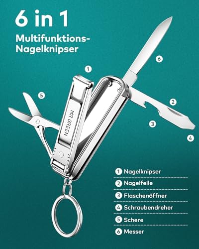 Portable Nail Clippers,Medical Grade Stainless Steel Foldable Nail Cutter with Leather Case, Ultra Slim Travel Design Mr-1099sl