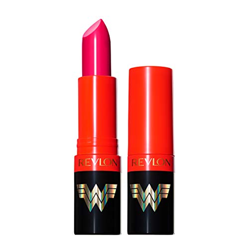 Revlon x WW84 Wonder Woman Super Lustrous Lipstick with Vitamin E and Avocado Oil, Cream Lipstick in Pink, 005 Justice For All, 0.15 oz