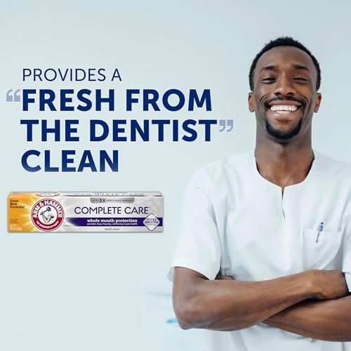 ARM & HAMMER Toothpaste Complete Care Whole Mouth Protection, 6 Pack, Fresh Mint, Anticavity Fluoride Toothpaste with Baking Soda, Whitening Enamel Strengthening Paste, Travel Size 0.9 Oz