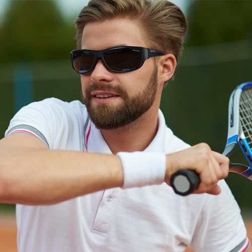 DEAFRAIN Polarized Sports Sunglasses for Men Women Fishing Driving Cycling Running Baseball Golf Black Glasses UV Protection