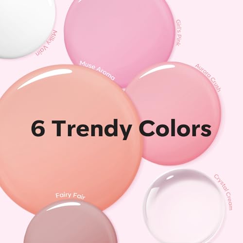 Modelones Poly Nail Gel Kit, 6 Colors Poly Extension Gel Clear Pink White with 48W U V/LED Lamp 3D Nail Charms Builder Slip Solution Complete Toe Manicure Supplies Tools for Starter