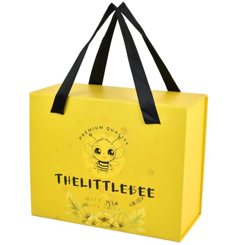 AMIND The Little Bee Yellow Gift Box for Women with Honey Scent Candle and Soap, Chamomile Bath Bomb, Shower Steamers, Cozy Throw Blanket, Yellow Tumbler, Heart Key Chain, Greeting Card and Gift Bag