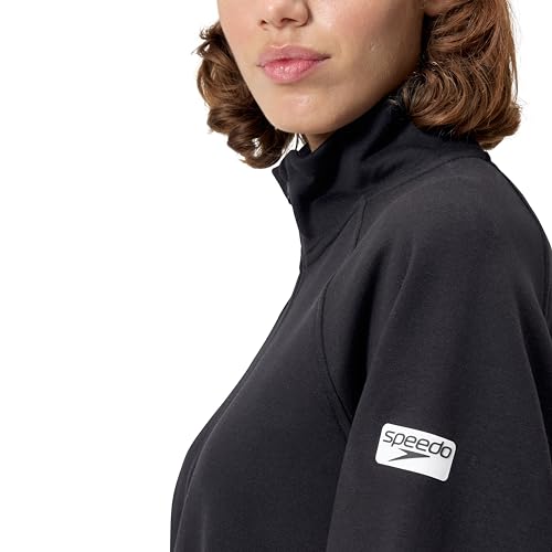 Speedo Standard Sweatshirt Quarter Zip Pull Warm Up, 2024 Team Black