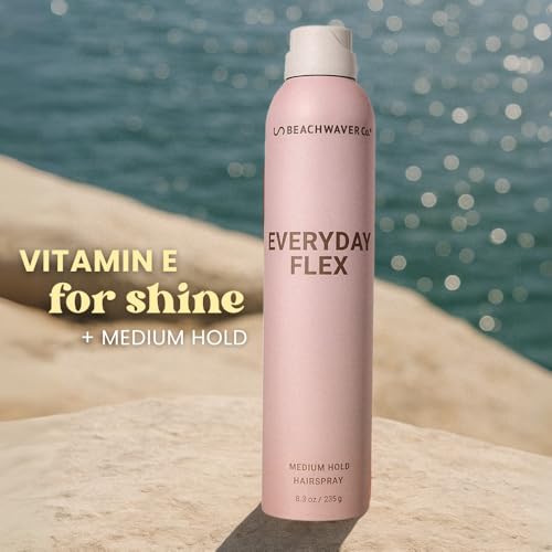 Beachwaver Everyday Flex Medium-Hold Hairspray - Full Size (8.4 Oz) | NEW! Flexible, Long-Lasting, Medium Hold - Reduces Frizz & Adds Shine | Brazilian Berry Fragrance