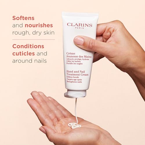 Clarins Hand and Nail Treatment Cream | Award-Winning | Softens, Nourishes and Shields Skin | Strengthens Nails and Conditions Cuticles | Natural Plant Extracts, Including Shea Butter