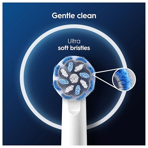 Oral-B Pro Sensitive Clean Electric Toothbrush Head, X-Shaped & Extra Soft Bristles for Gentle Brushing & Plaque Removal, Pack of 4 Toothbrush Heads, White