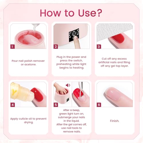 Yokilly Nail Soaking Bowl Heated: 50% Faster Nail Soak off Bowl for Women Nail Beginner - Electric Manicure Nail Bowl for Home Salon