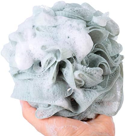 Bath Sponges, Shower Loofah for Body Exfoliation(3 pcs, Green&Linen&Pink)